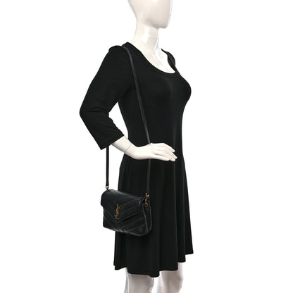 Saint Laurent Calfskin Y Quilted Monogram Toy Loulou Crossbody Bag Black 2 of 9