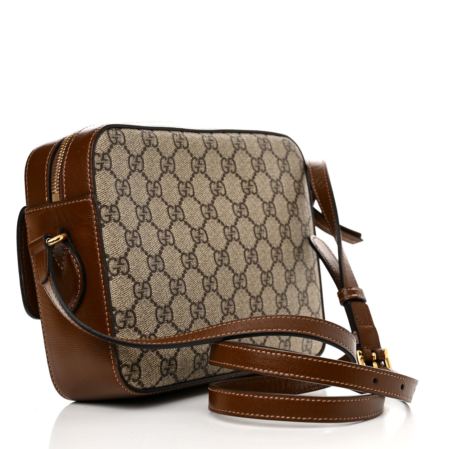 GG Supreme Monogram Small Horsebit 1955 Shoulder Bag Beige Brown Sugar