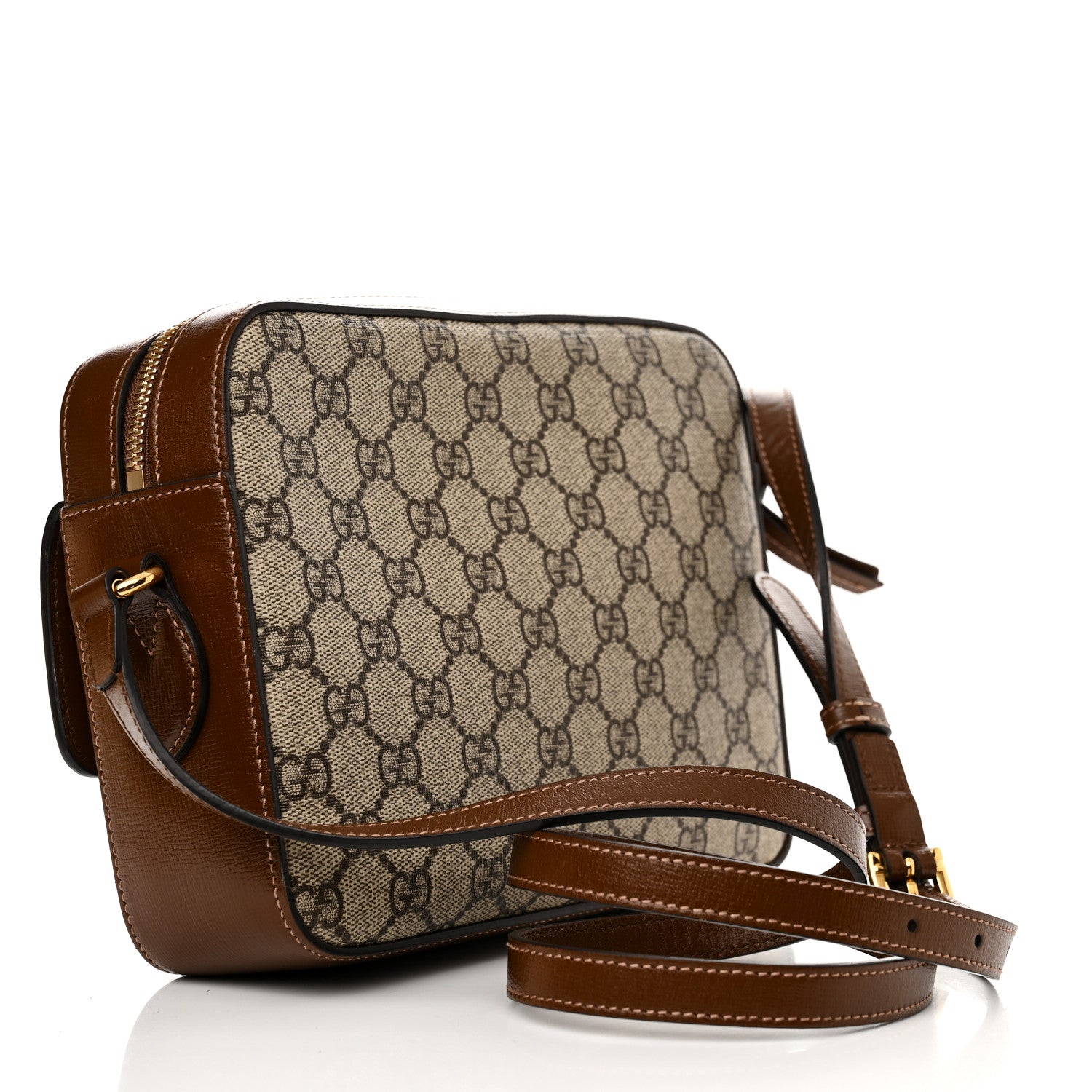 Gucci GG Supreme Monogram Small Horsebit 1955 Shoulder Bag Beige Brown Sugar 3 of 14