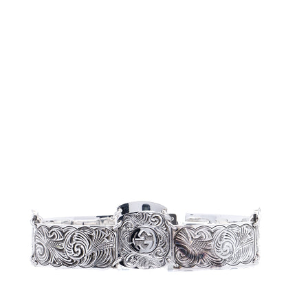 Gucci Sterling Silver Garden Engraved Interlocking GG Logo Bracelet 1 of 5