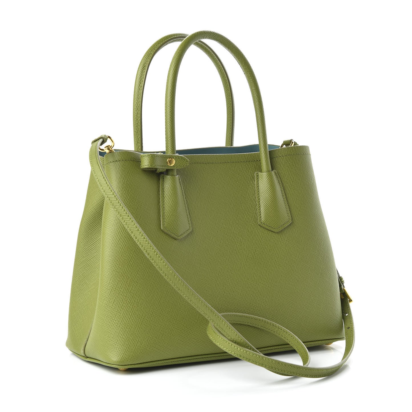 Saffiano Cuir Small Double Bag Edera Anice