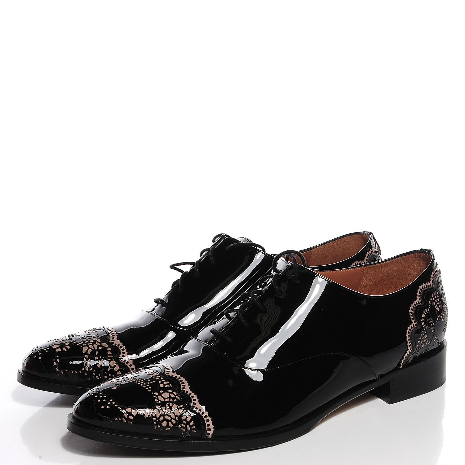 Valentino Garavani Patent Lace Art Oxfords 40 Black 3 of 7