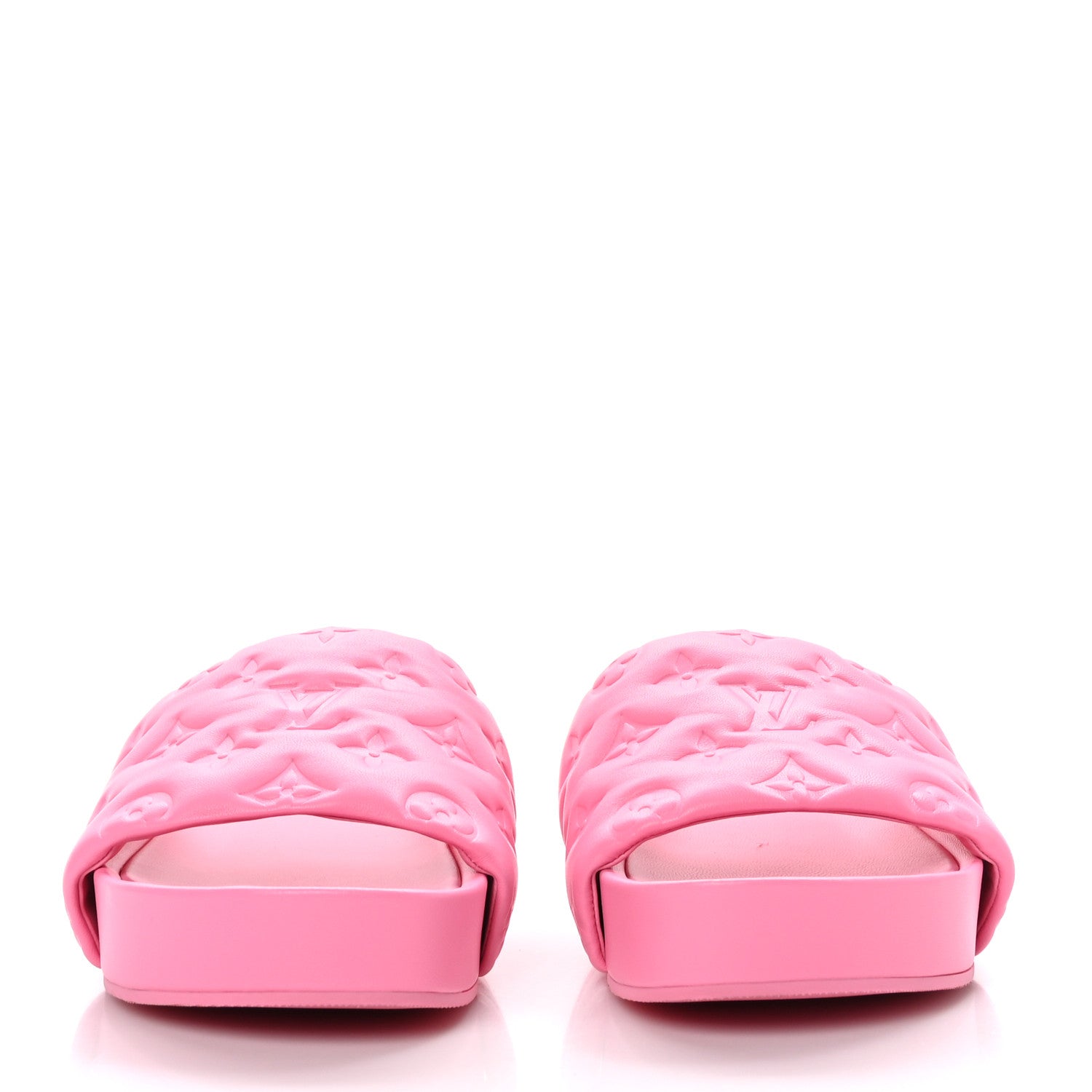 Louis Vuitton Lambskin Embossed Monogram Jumbo Flatform Mule Sandals 40 Rose Pop 2 of 8