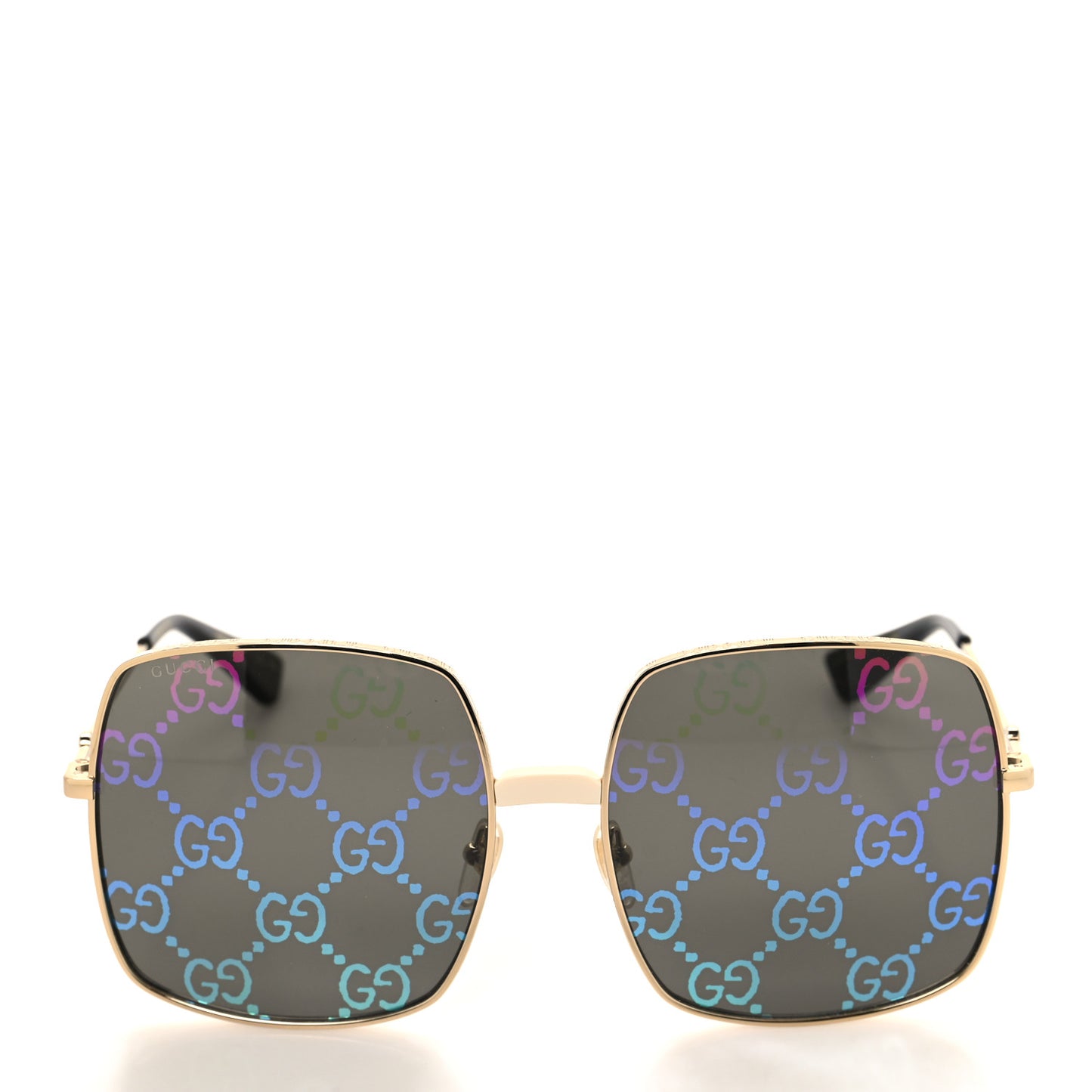 Metal Rectangular Frame Sunglasses GG0414S Gold Multicolor