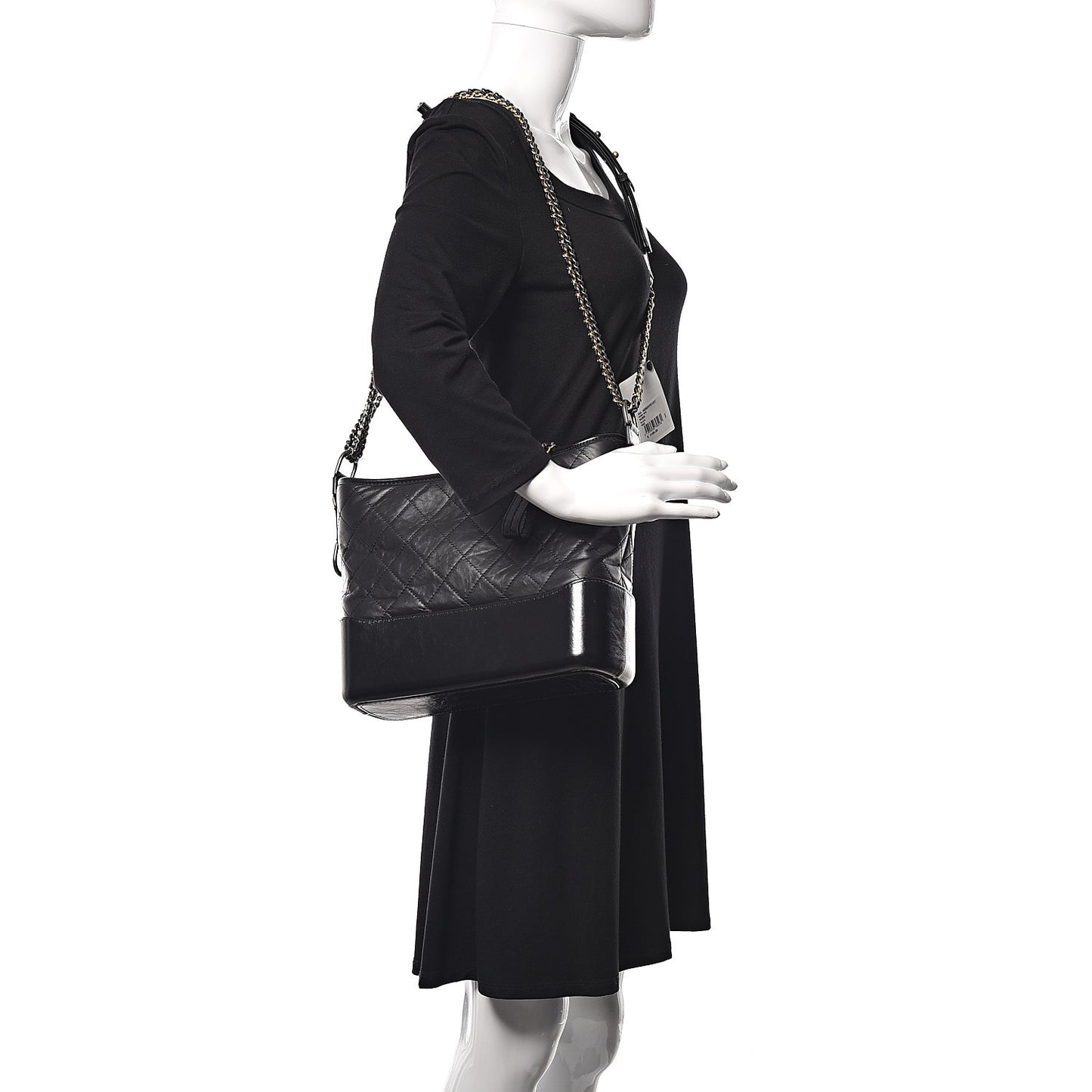 Aged Calfskin Quilted Medium Gabrielle Hobo Black