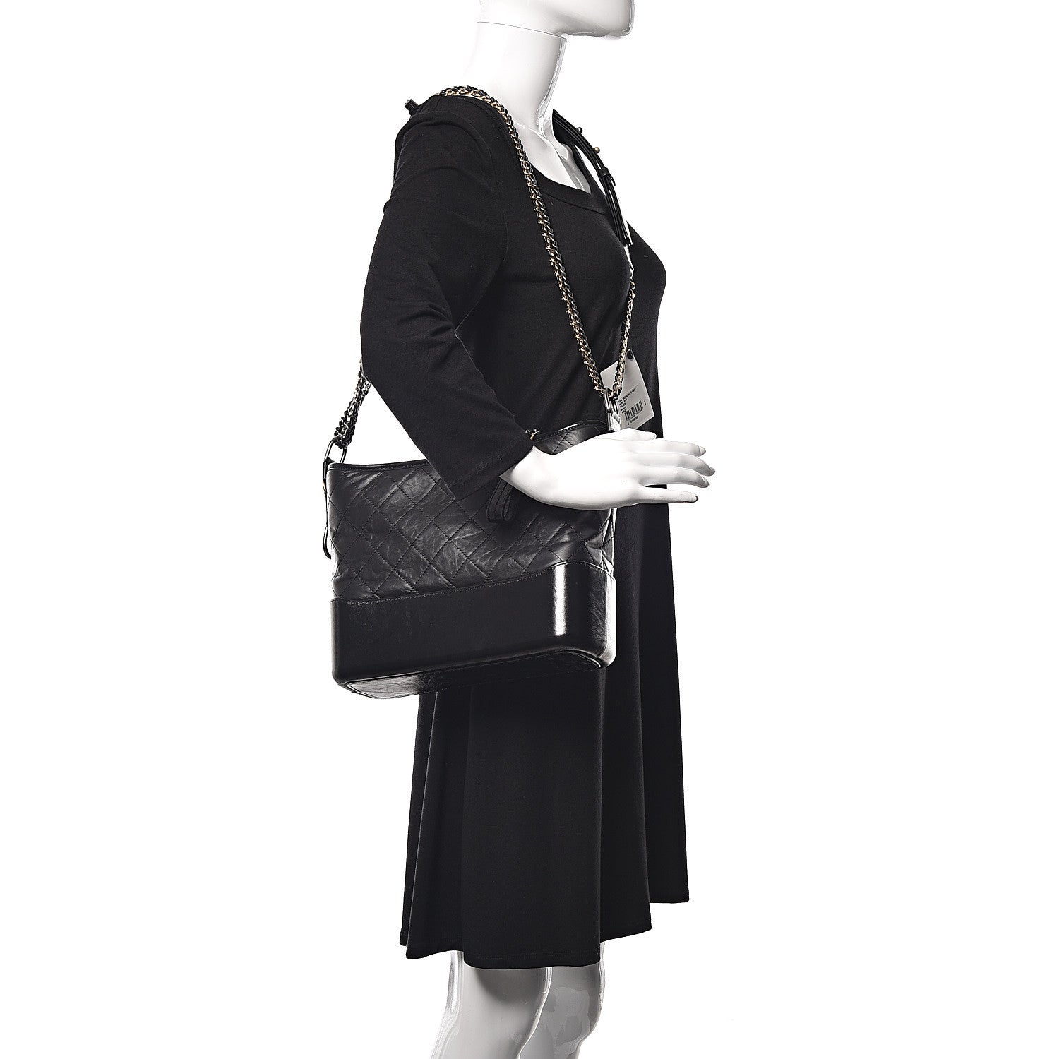 Chanel Aged Calfskin Quilted Medium Gabrielle Hobo Black 3 of 12