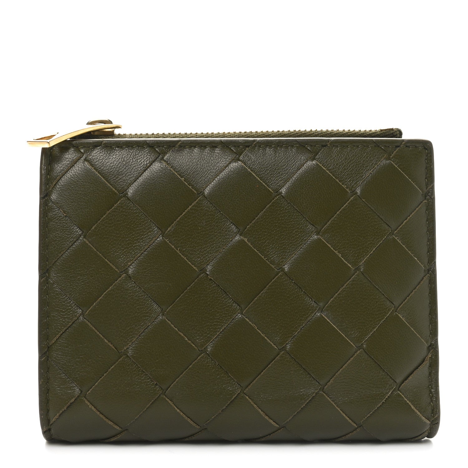Bottega Veneta Nappa Intrecciato Small Bi-Fold Zip Wallet Kaki Fondent 1 of 6