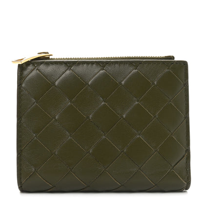 Bottega Veneta Nappa Intrecciato Small Bi-Fold Zip Wallet Kaki Fondent 1 of 6
