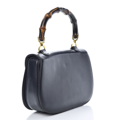 Gucci Calfskin Bamboo Top Handle Bag Navy 3 of 16