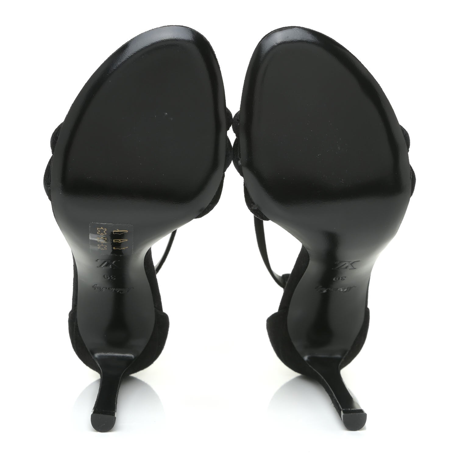 Louis Vuitton Suede Crystal Melody Logo Sandals 39 Black 6 of 14