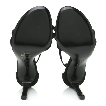 Louis Vuitton Suede Crystal Melody Logo Sandals 39 Black 6 of 14