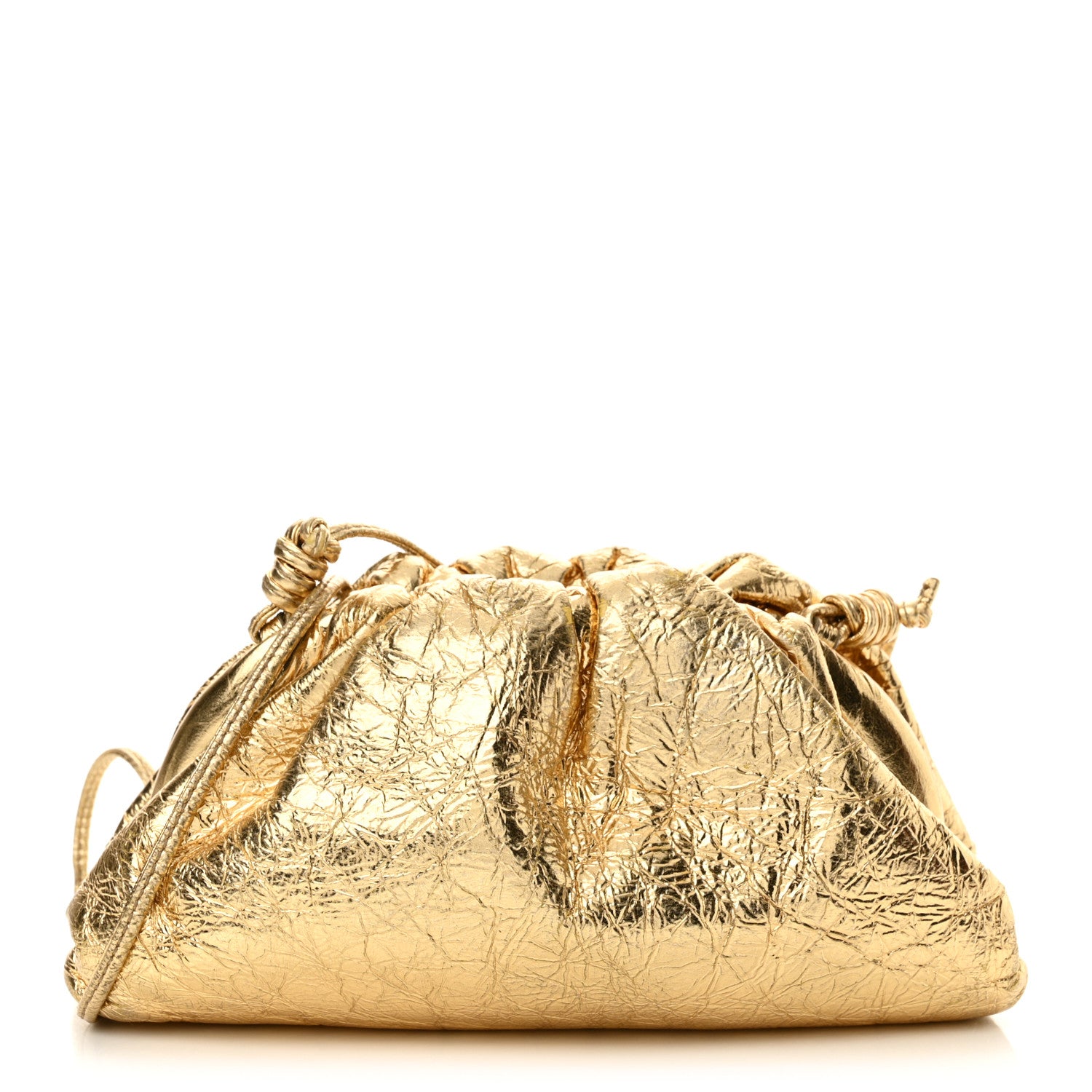 Bottega Veneta Metallic Crushed Calfskin The Mini Pouch Gold 1 of 15