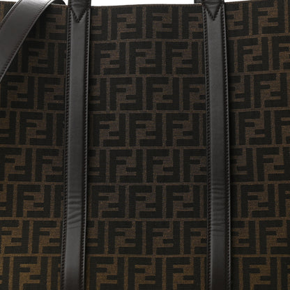 Fendi Recycled Fabric Jacquard Vitello Astro FF 1974 Shopping Tote Tobacco Moro Ebano 8 of 10