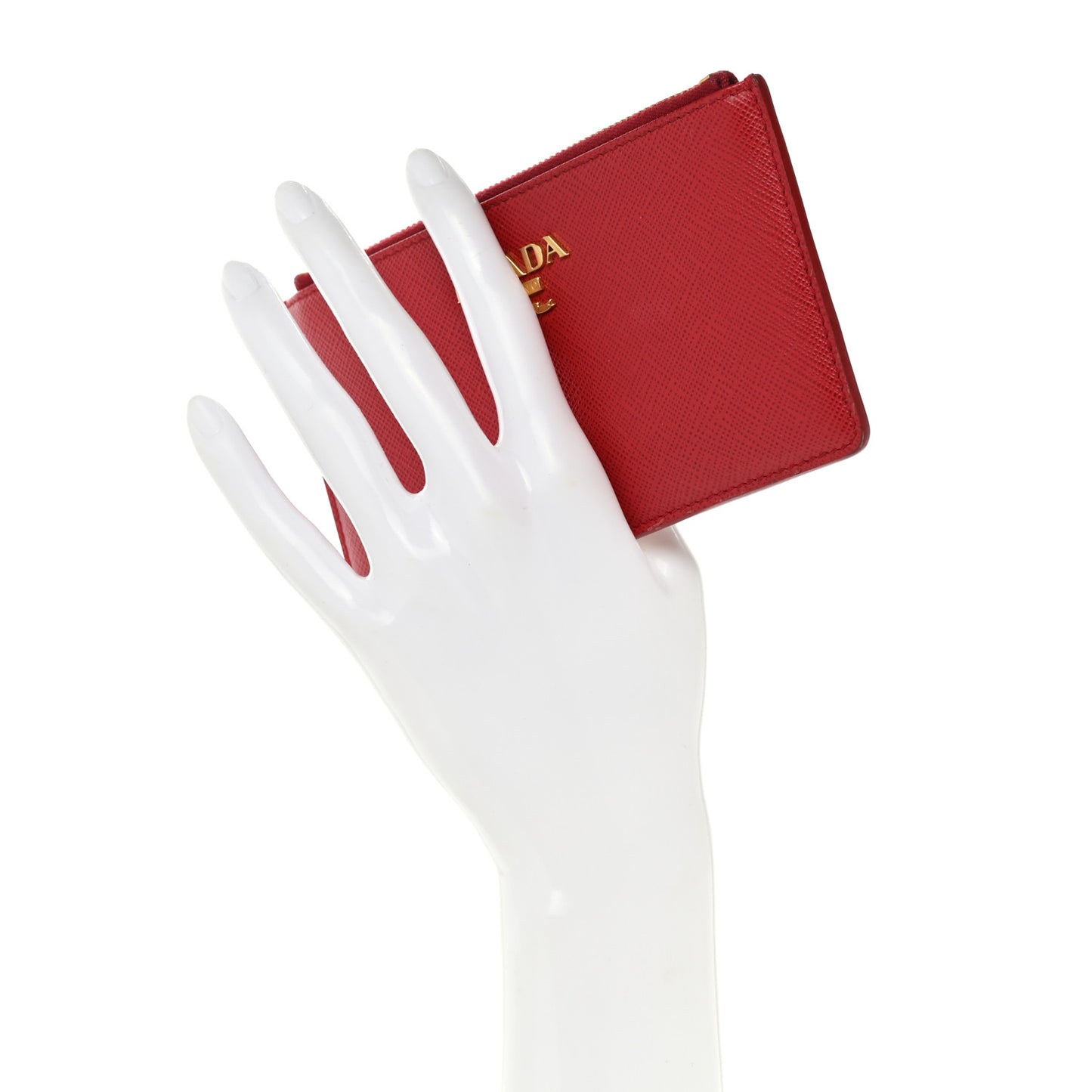 Saffiano Zip Card Holder Fuoco