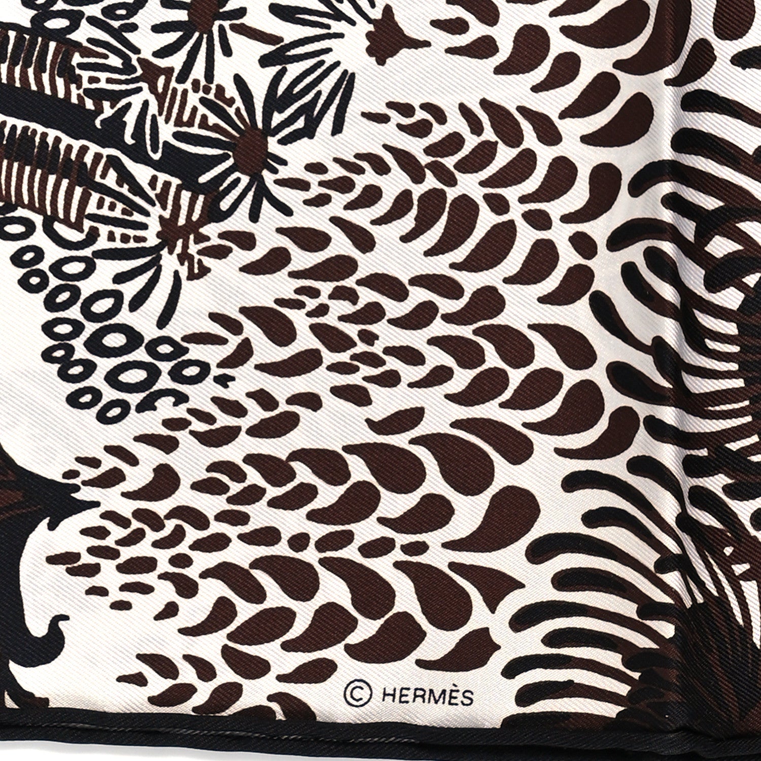Hermes Silk Mountain Zebra Scarf 90 Marron Black White 4 of 5
