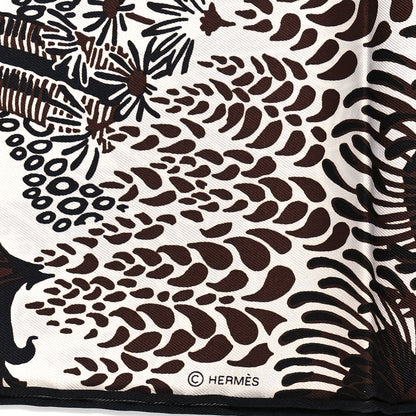 Hermes Silk Mountain Zebra Scarf 90 Marron Black White 4 of 5