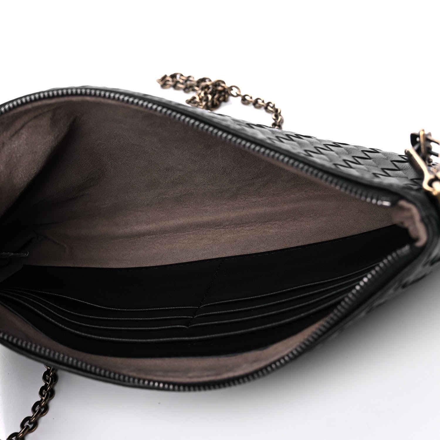Bottega Veneta Nappa Intrecciato Biletto Chain Crossbody Antique Black 6 of 9