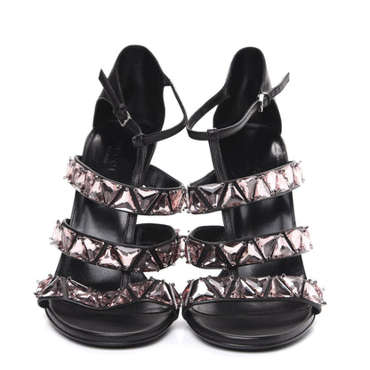 Gucci Napa Crystal Triple Band Sandal Heels 38.5 Black 2 of 8