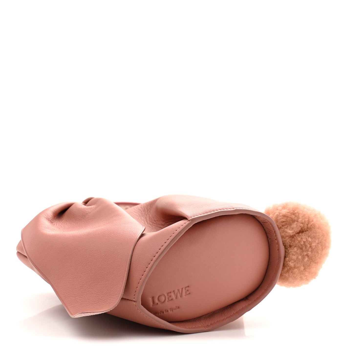 Calfskin Shearling Small Bunny Shoulder Bag Peach Bloom