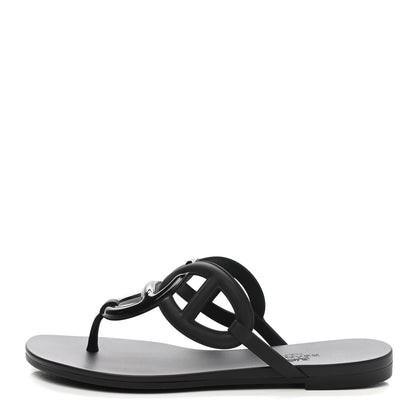 Hermes Rubber Womens Egerie Sandals 35 Black 1 of 9