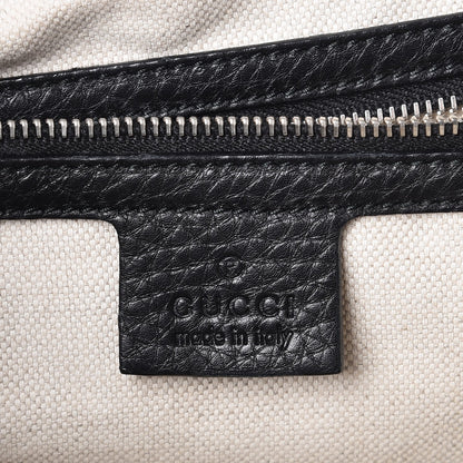 Gucci Pebbled Calfskin Medium Techno Horsebit Shoulder Flap Bag Black 6 of 7