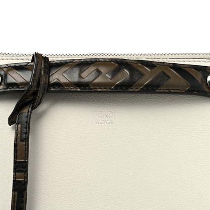 Fendi Vitello Dolce Bi-Color FF 1974 Embossed Medium By The Way Boston Bag White Ice Maya Black 8 of 13