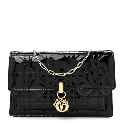Christian Dior Patent Cannage Lady Dior Chain Pouch Black 1 of 10
