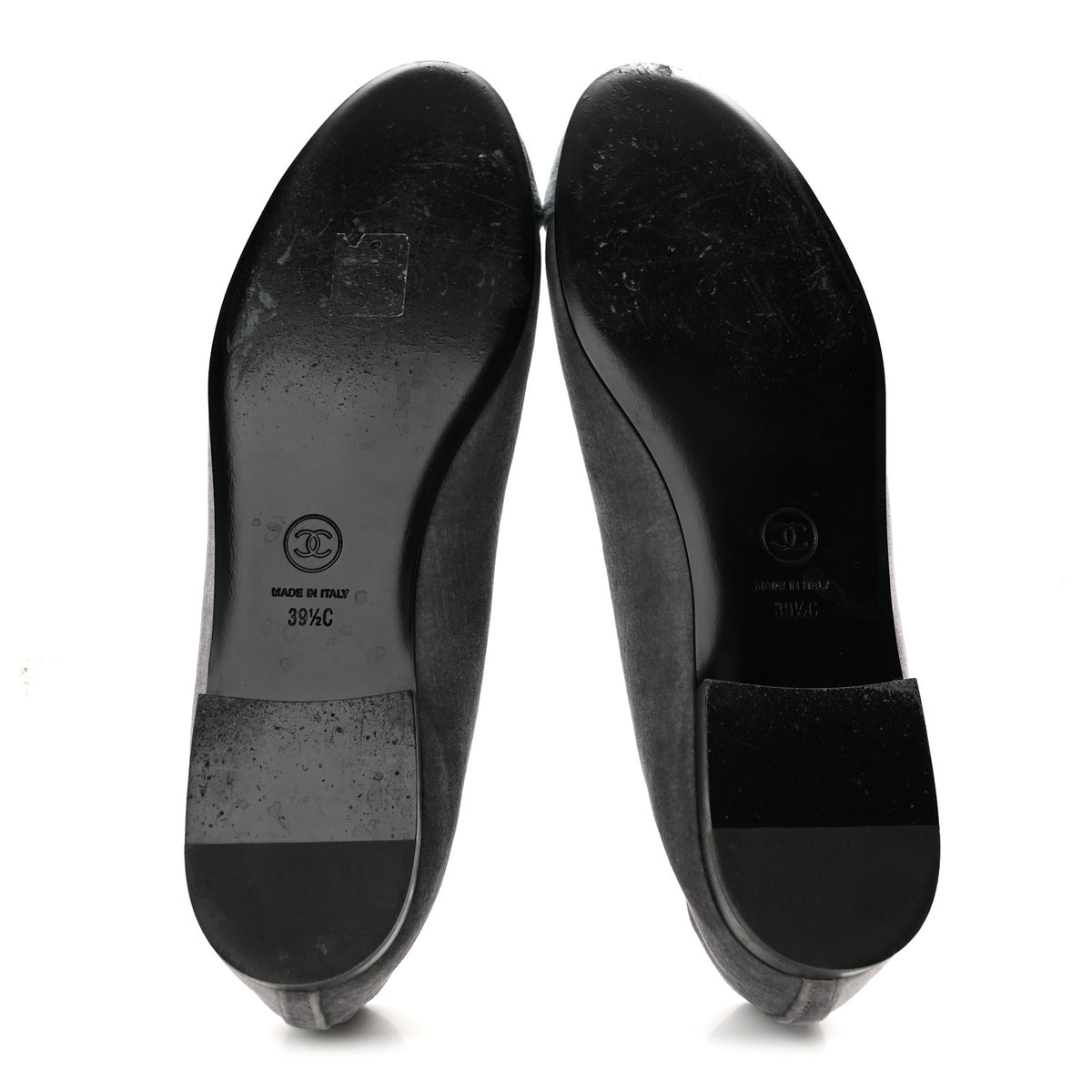 Chanel Velvet Cap Toe Ballerina Flats 39.5 Grey Green 6 of 11