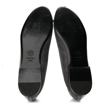 Chanel Velvet Cap Toe Ballerina Flats 39.5 Grey Green 6 of 11