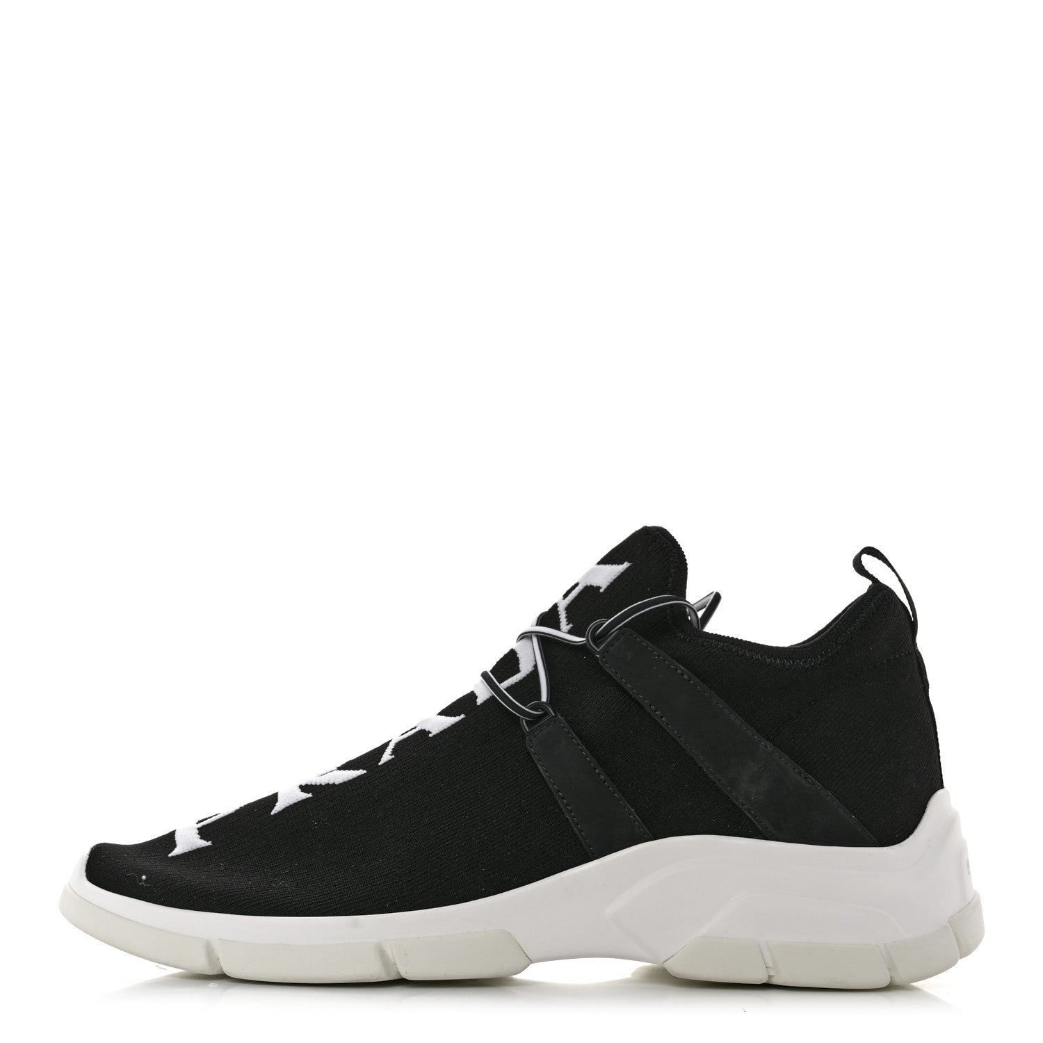Prada Knit Fabric Mens Logo Sneakers 8 Black White 1 of 8