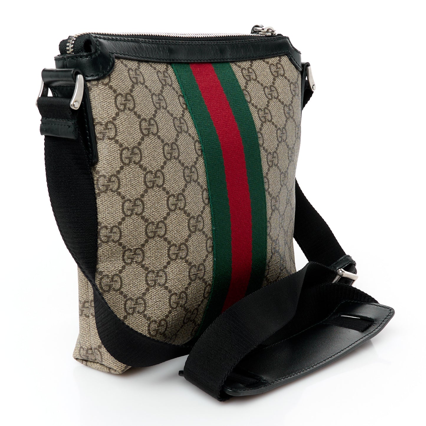 GG Supreme Monogram Web Messenger Bag Black