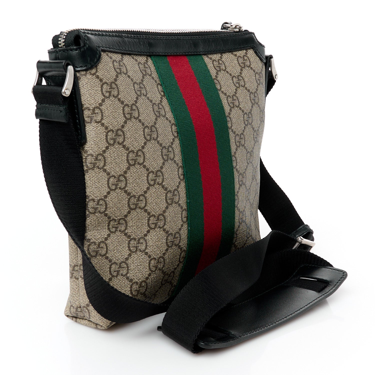 Gucci GG Supreme Monogram Web Messenger Bag Black 3 of 11