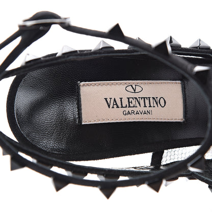 Valentino Garavani Mesh Point d'Esprit Suede Rockstud Ankle Strap 100mm Pumps 36 Black 6 of 9