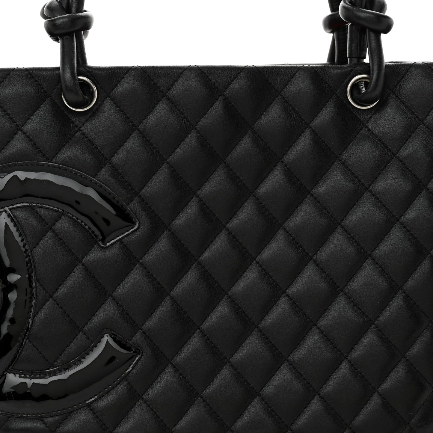 Calfskin Quilted Large Cambon Tote Black