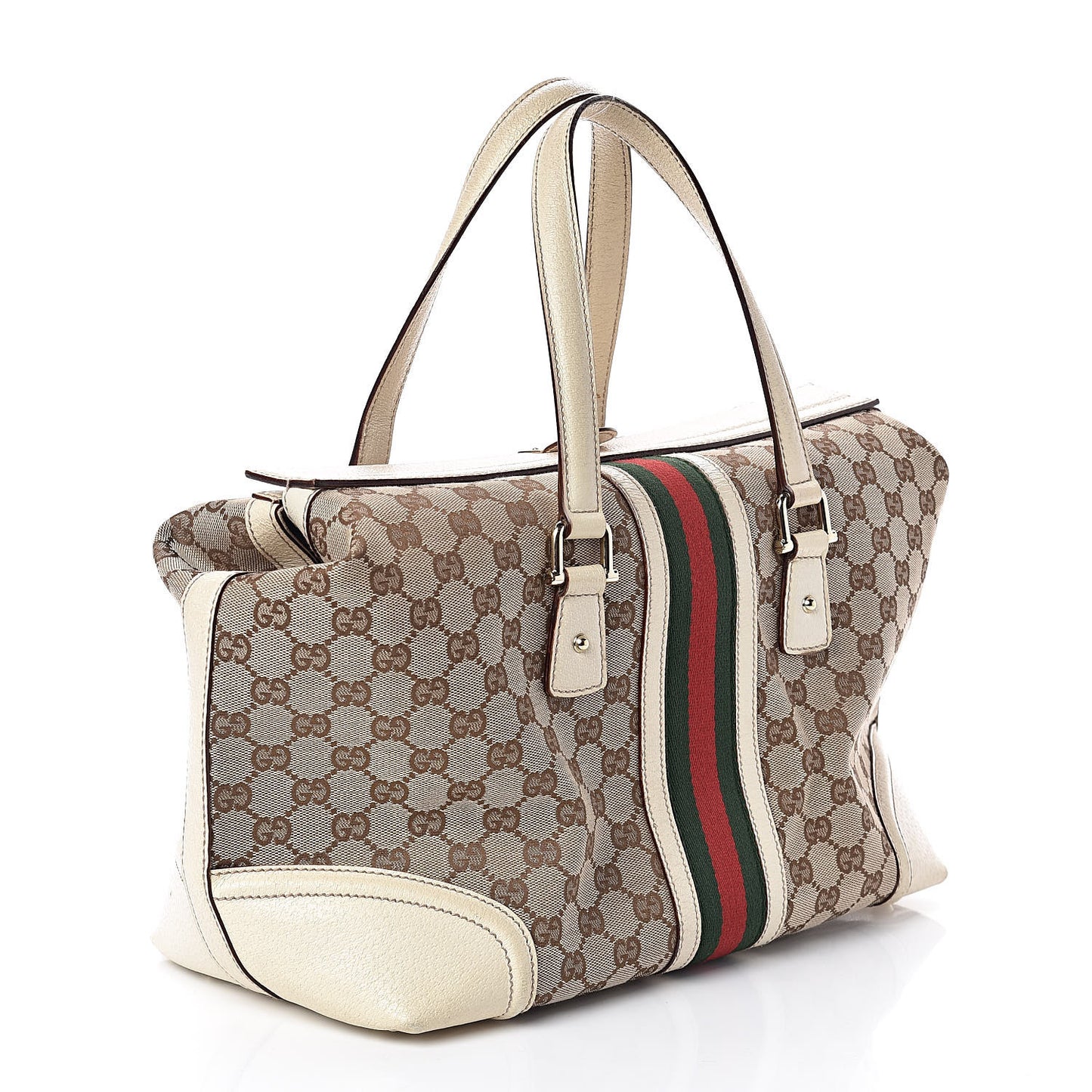 Monogram Web Large Treasure Boston Tote Beige