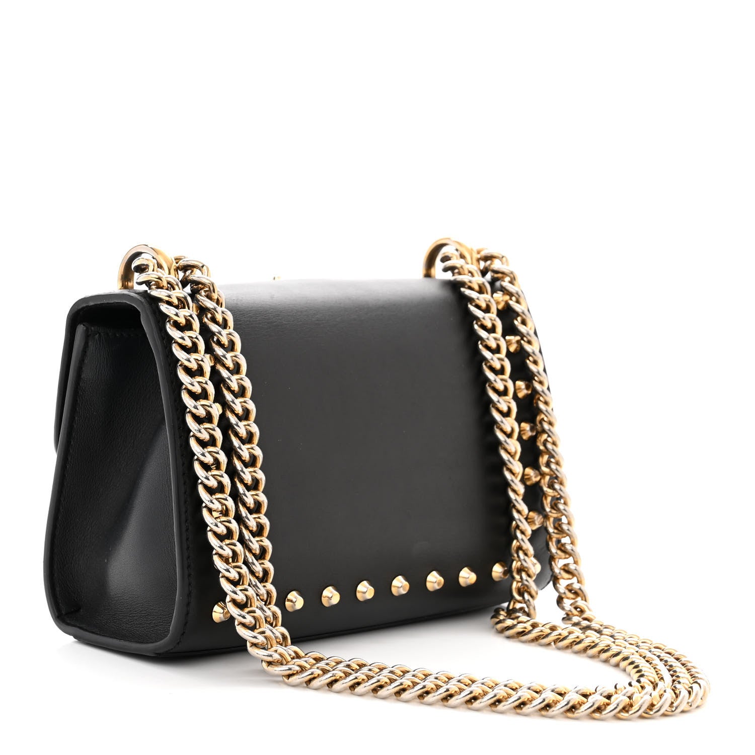Gucci Calfskin Studded Small Padlock Shoulder Bag Black 3 of 11