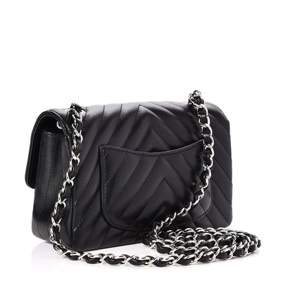 Chanel Lambskin Chevron Quilted Mini Rectangular Flap Black 3 of 8