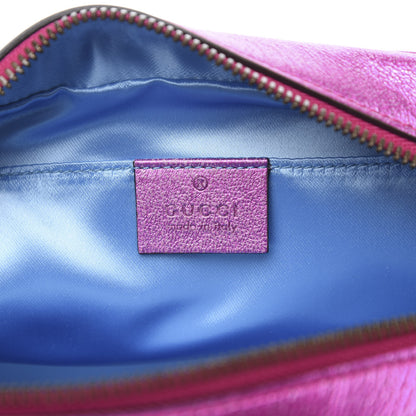 Gucci Laminated Nappa Matelasse Small GG Marmont Chain Shoulder Bag Fuxia Rosso Rosa 6 of 11