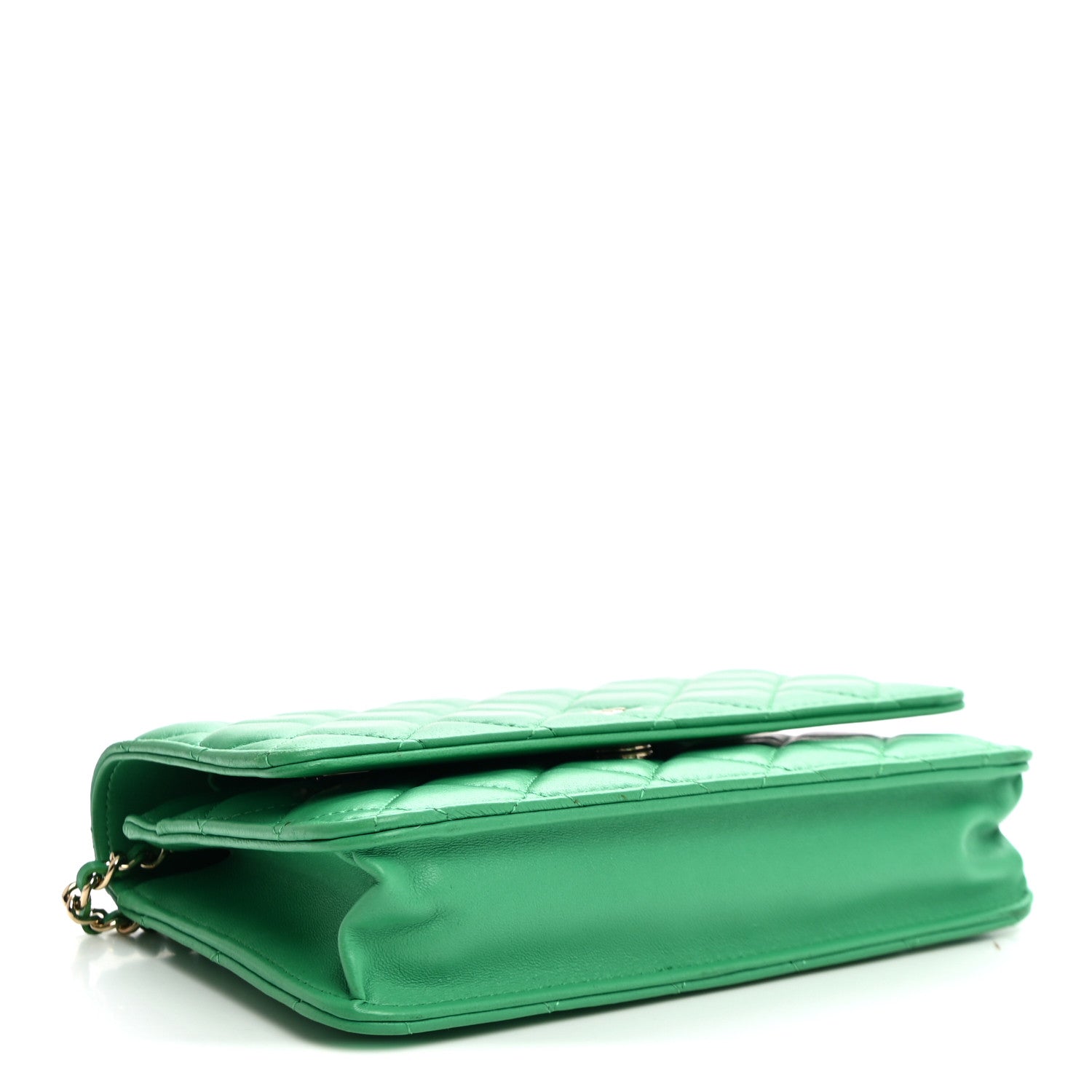 Chanel Lambskin Quilted Wallet On Chain WOC Green 3 of 11