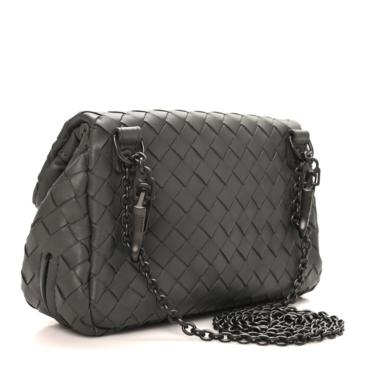 Nappa Intrecciato Small Chain Crossbody Light Grey