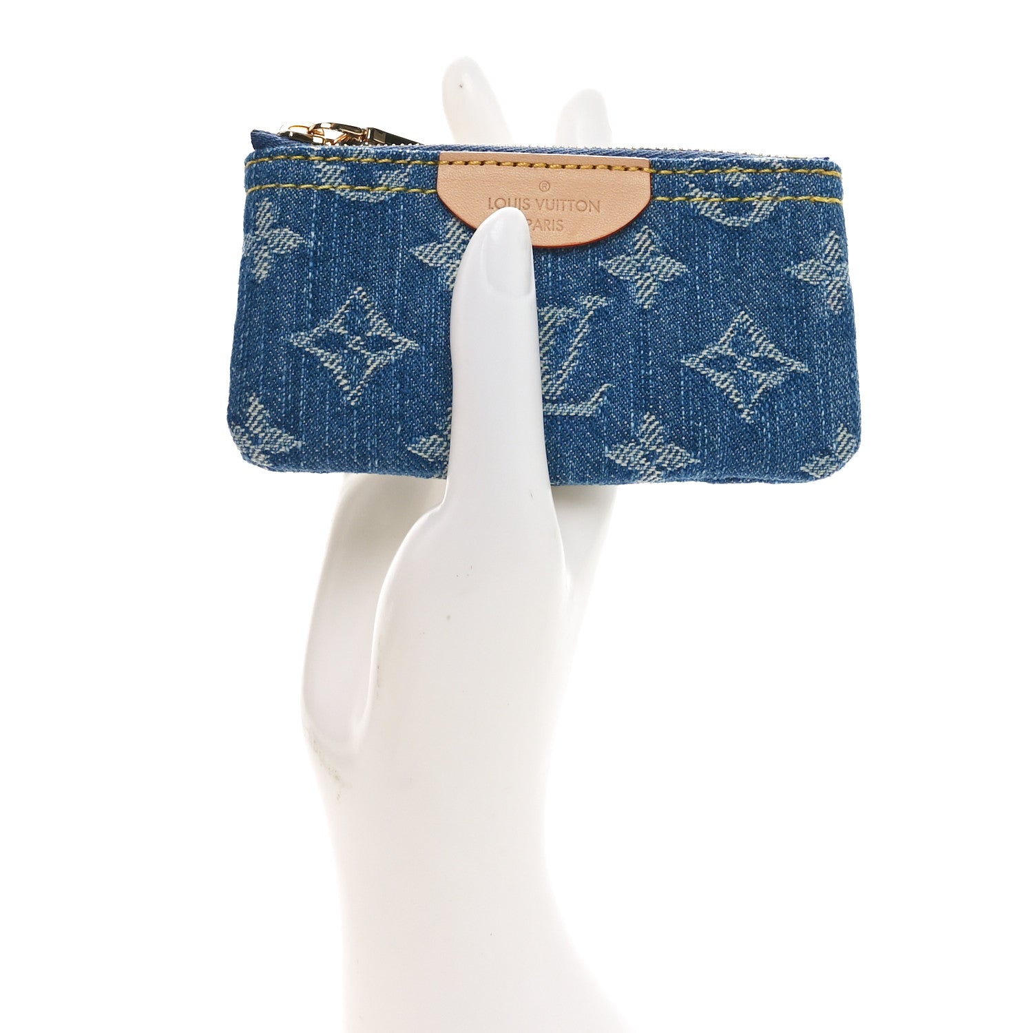 Louis Vuitton Monogram Denim Key Pouch Denim Blue 2 of 8