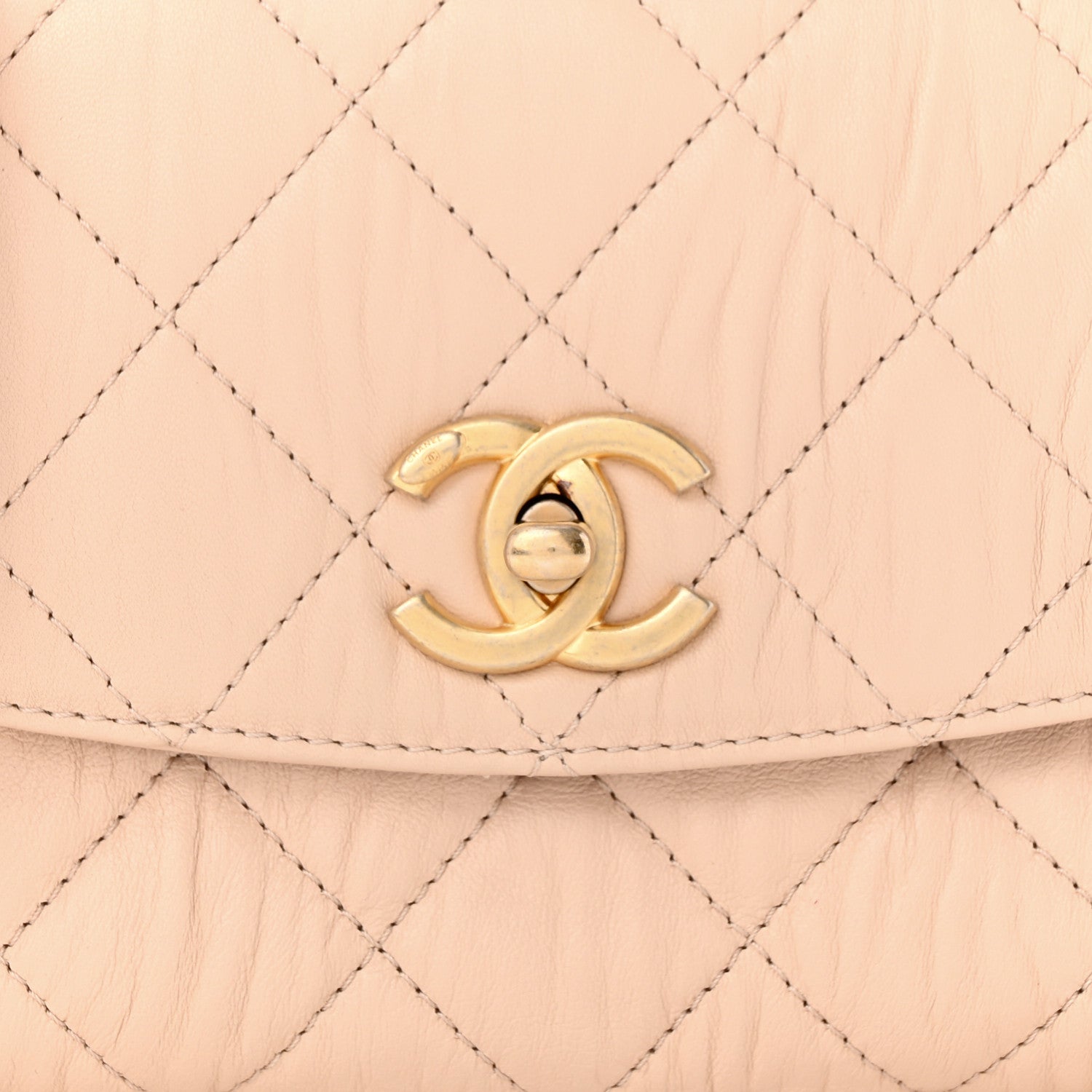 Chanel Crumpled Lambskin Quilted Mini CC Links Top Handle Flap Beige 8 of 11