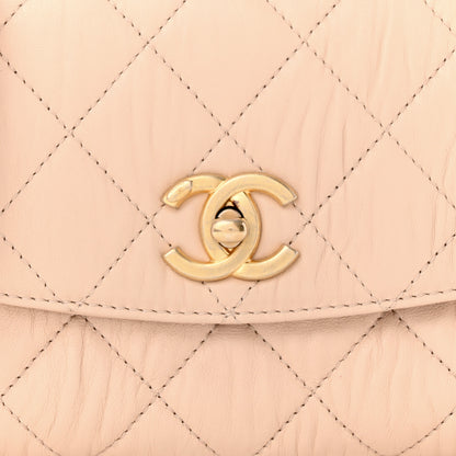Chanel Crumpled Lambskin Quilted Mini CC Links Top Handle Flap Beige 8 of 11