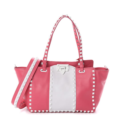Valentino Garavani Vitello Colorblock Small Free Rockstud Tote Shadow Pink Optic White 1 of 8