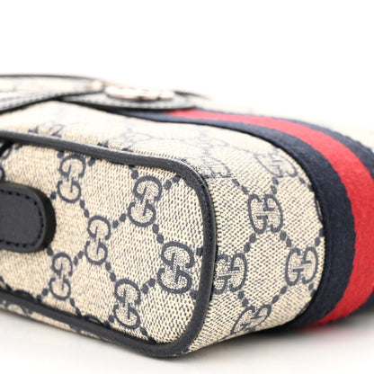 Gucci GG Supreme Monogram Textured Calfskin Web Mini Ophidia Messenger Beige Blue 9 of 10