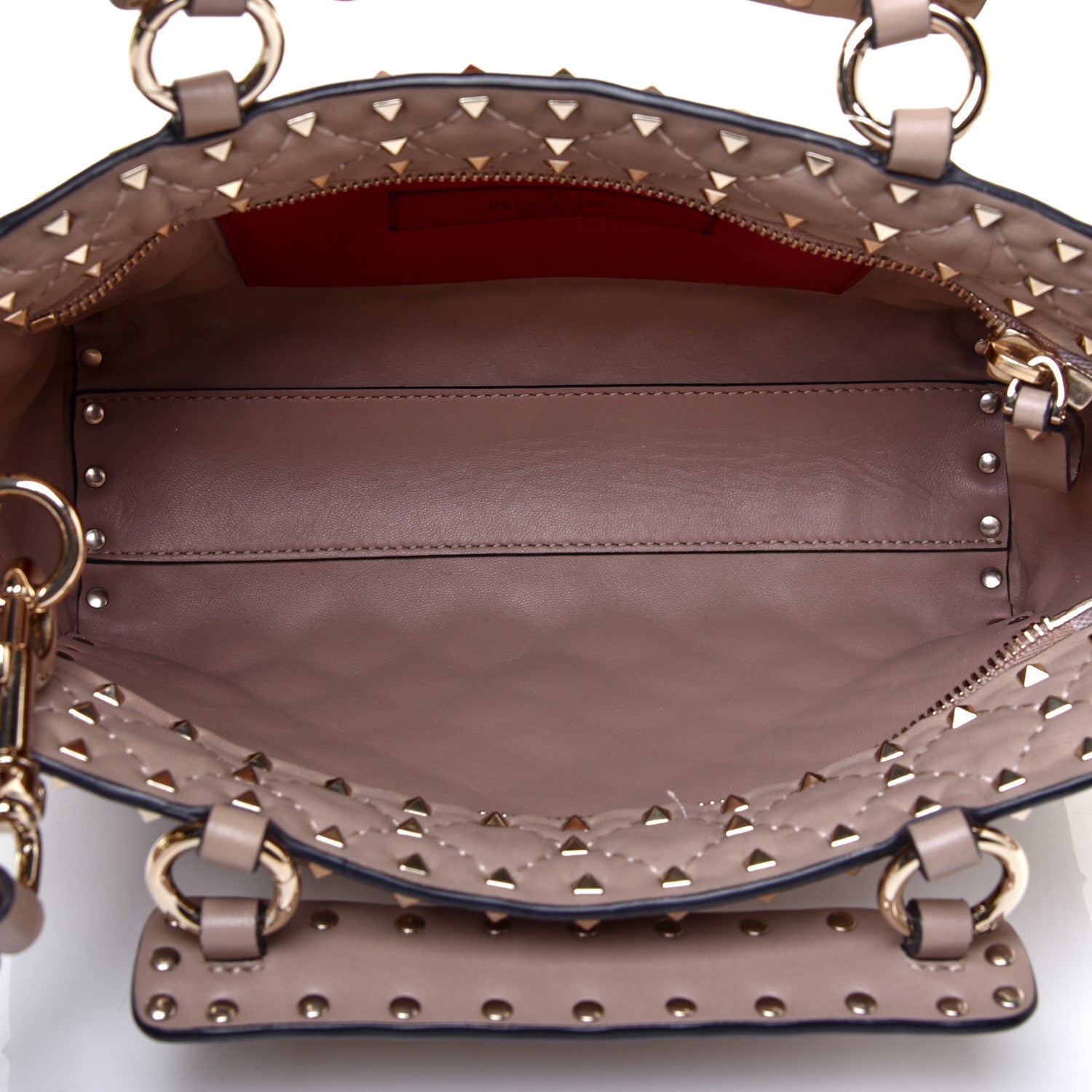 Valentino Garavani Nappa Rockstud Spike Top Handle Shoulder Bag Poudre 5 of 10