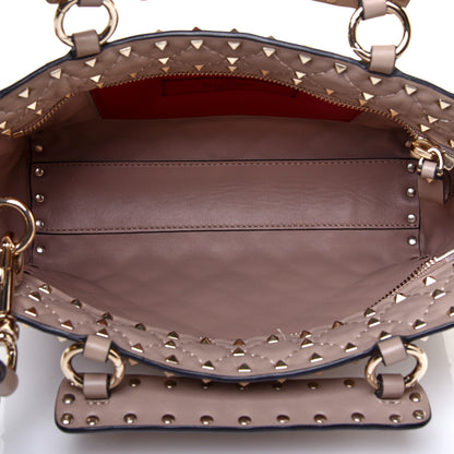 Valentino Garavani Nappa Rockstud Spike Top Handle Shoulder Bag Poudre 5 of 10
