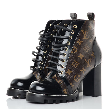 Louis Vuitton Patent Calfskin Monogram Star Trail Ankle Boots 40 Black 3 of 9
