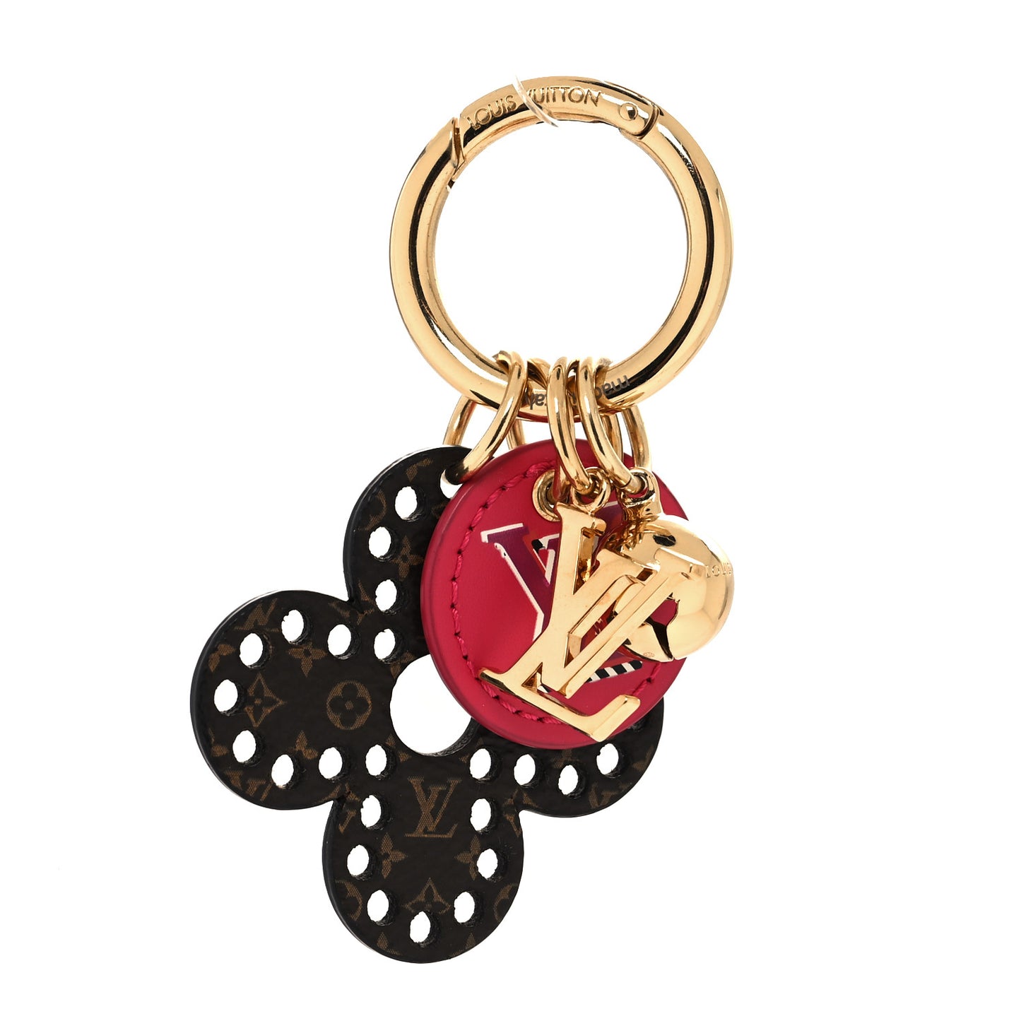 Monogram Fetish Flower Perforated Bag Charm Pink
