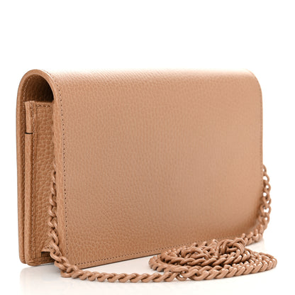 Gucci Dollar Calfskin Enamel Monochrome Mini GG Marmont Chain Wallet Camelia 3 of 10